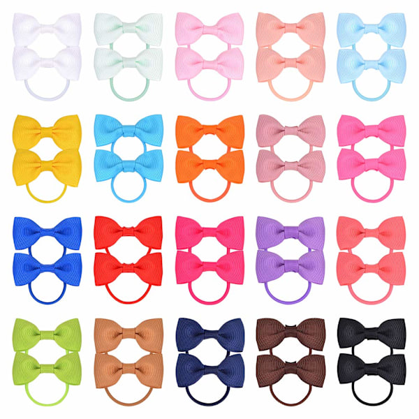 40 st små hårsnoddar med rosetter Baby rosetter Gummiband Hårsnoddar Mjuka elastiska hästsvanshållare Hårtillbehör för småbarn Baby