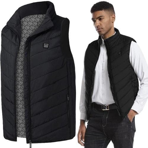 Genopladelig Varmevest 9 varmezoner Lille Small/ XS Vest Sort S Black s