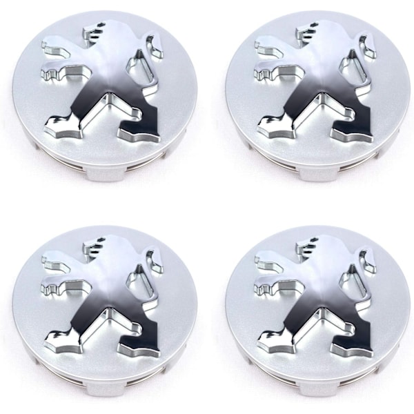 4-Pack - Peugeot Centrumkåpor / Hjulnav Emblem - B 75 60mm - Silver