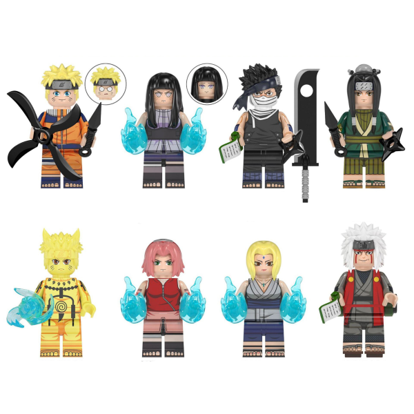 8 st/ set Naruto byggklossar Action minifigurleksaker för barn 8Pcs/set WM6107
