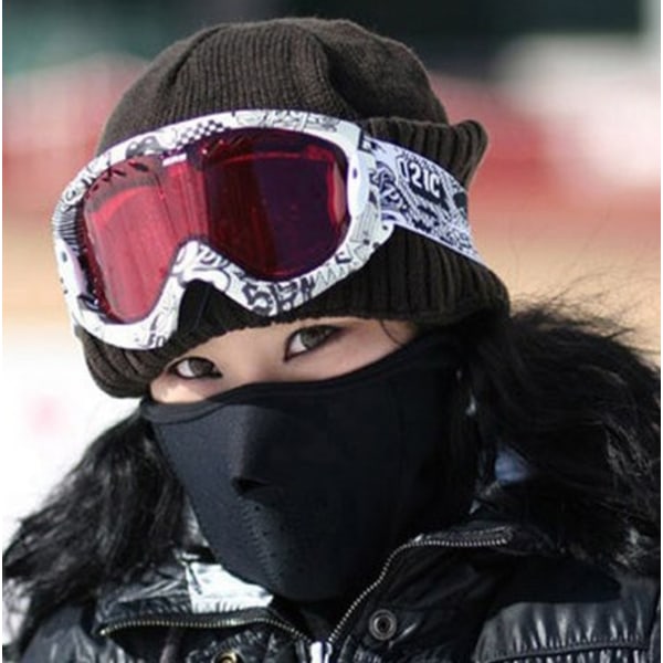 Ansiktsmask med Ventil / Skidmask / MC-mask - Neopren Svart Black one size