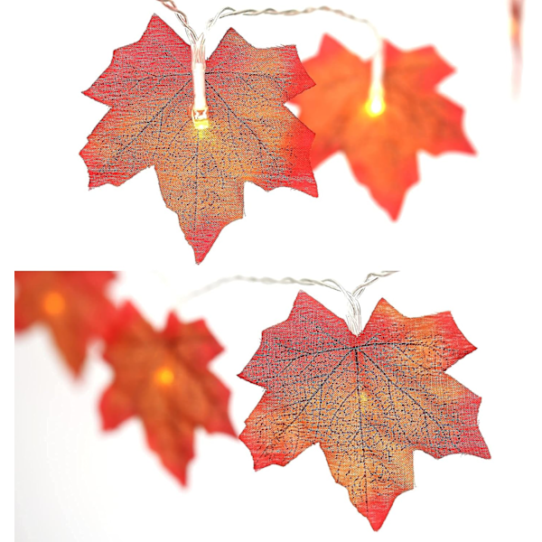 Höstdekoration 3 meter 20 lysdioder Höstlöv Garland Maple Le