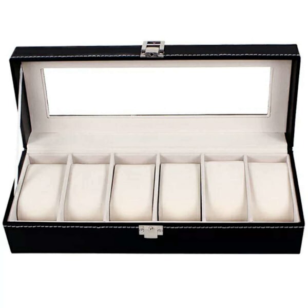 Lyxig Klockbox / Klocklåda / Urbox / Urboxs för 6 klockor Black Svart