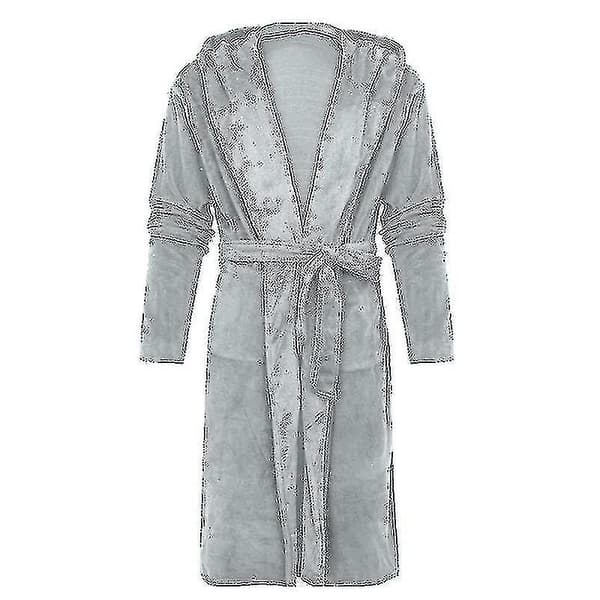 2024 Vinterfleece morgonrock Dam morgonrock Huva Fluffig Handdukspläd Badrock Grå Grey Grey 3XL