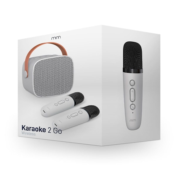 Portabelt Karaokeset med trådlösa mikrofoner White Vit