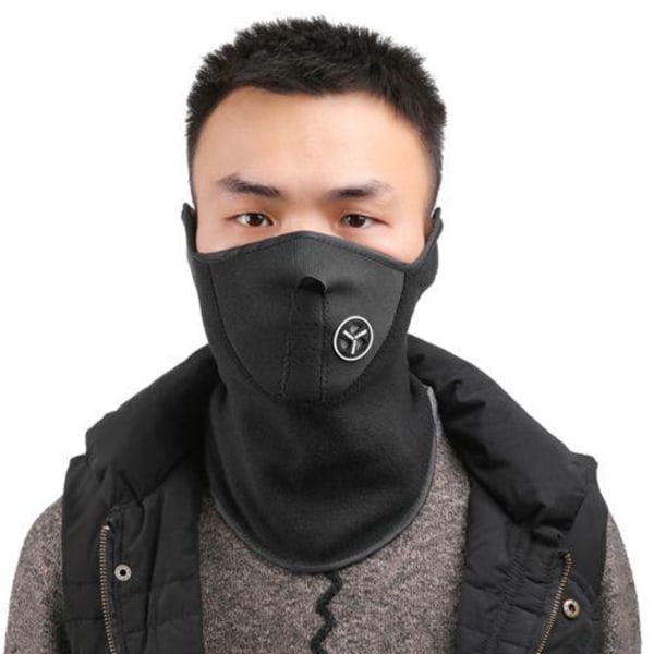 Ansiktsmask med Ventil / Skidmask / MC-mask - Neopren Svart Black one size