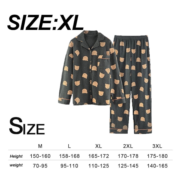 Sovkläder Pyjamas Dam vår och höst bomull långärmad tunn XL