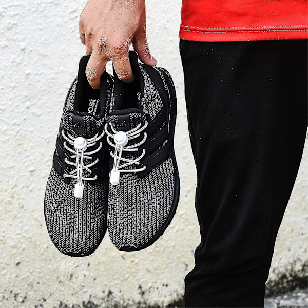 Elastiska skosnören utan knyt vardera/48 tum, 1 par stretchskosnören i latexlås för barn och vuxna sneakers grey