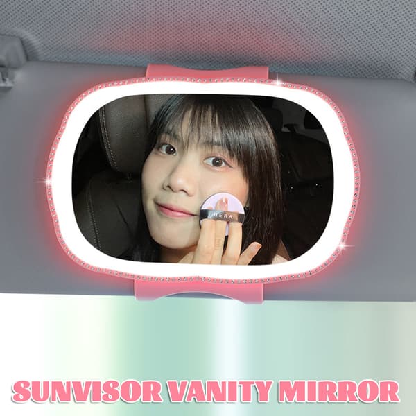 LED Makeup Spejl til Bil Solskærm Dæmpbar Spejl Genopladeligt Makeup Spejl pink pink