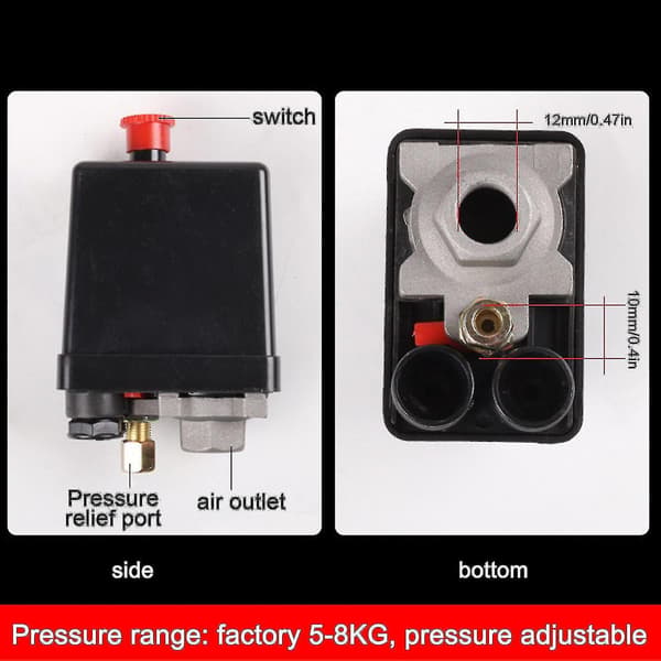 Trykafbryder til luftkompressor, styreventil 90-120 psi trykregulator-scntcv