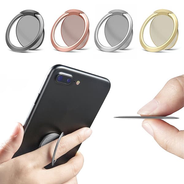 2-Pak - Tynd Mobilring / Mobilholder Ringholder Mobil - 1.8mm Black Svart