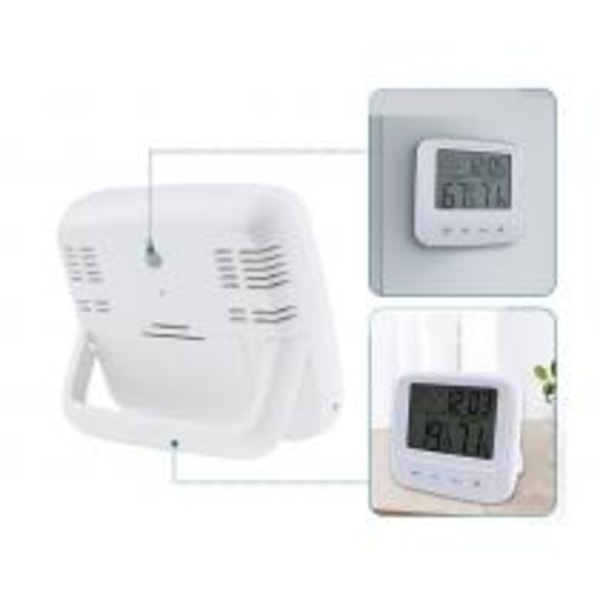 Hygrometer, Termometer & Klocka - 3-i-1 White Vit
