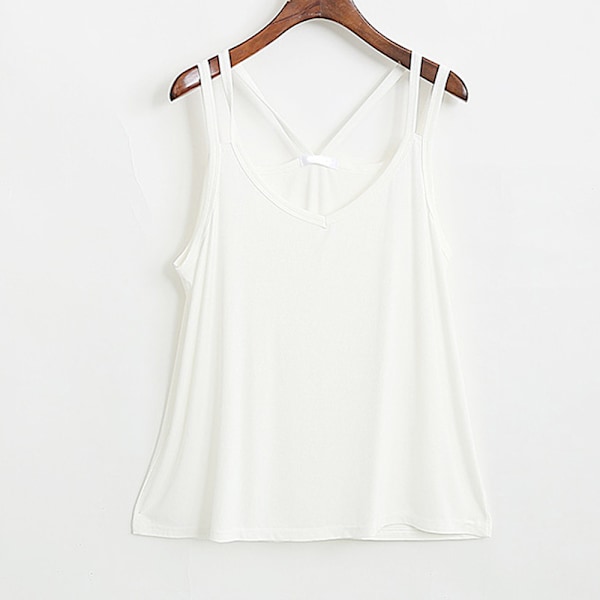 Damtopp med lös passform, flytande V-ringad sexig veckad linne med Plus white white XL