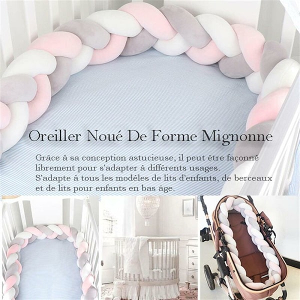 Baby Crib Bumper - 1 meter flätad babykudde orm flätad stötfångare sammet spjälskydd nyfödd spjälskydd