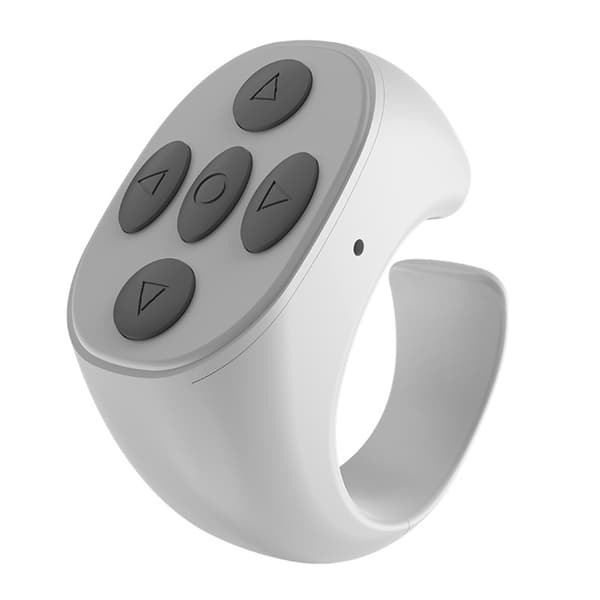 Trådløs Bluetooth-ring til fingerspidsrulning, fjernbetjening til telefonapp, sidevender White