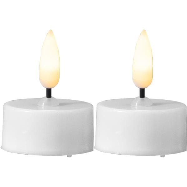 Fyrfadslys 2-pak LED m timer, hvide White Vit