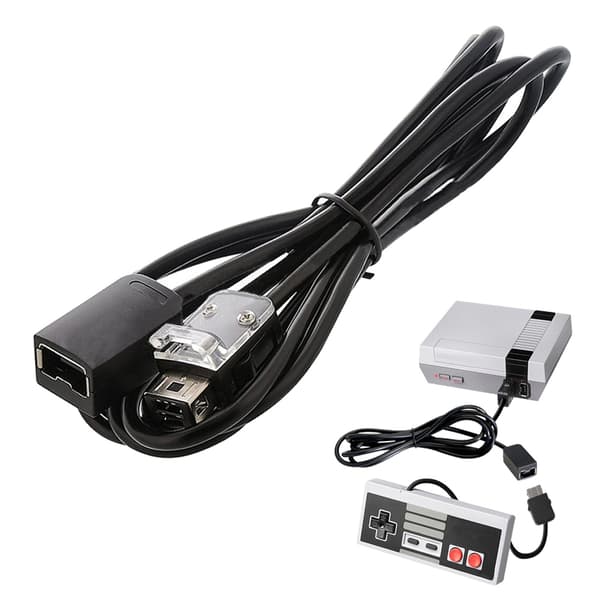 Kompatibel med Nintendo NES Classic Mini Förlängningssladd Handkontroll 3M Black Svart
