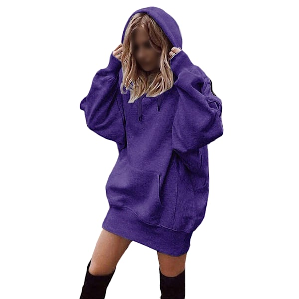 Dam lös tröja T-shirt med luvtröja för dam purple,M