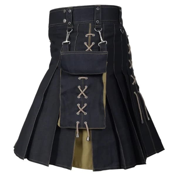 Herrkilt Utility Skotsk Traditionell Highland Solid Plisserad Spänne Kostym Kilts med Cargofickor Blå S Blue Blue S