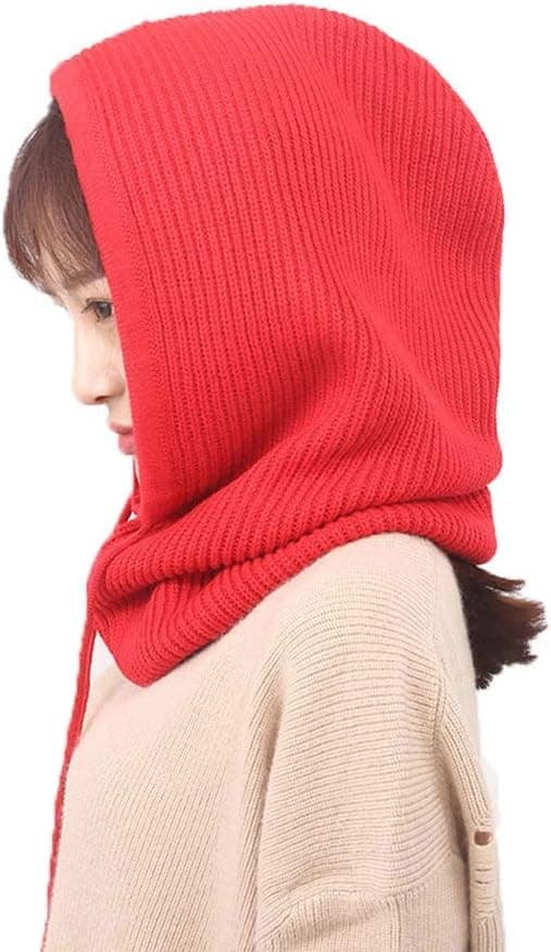 Dame Balaclava Hodeplagg Vinter Kashmir Strikket Beanie Hatt Skidmaske Skidhette Utendørs Red