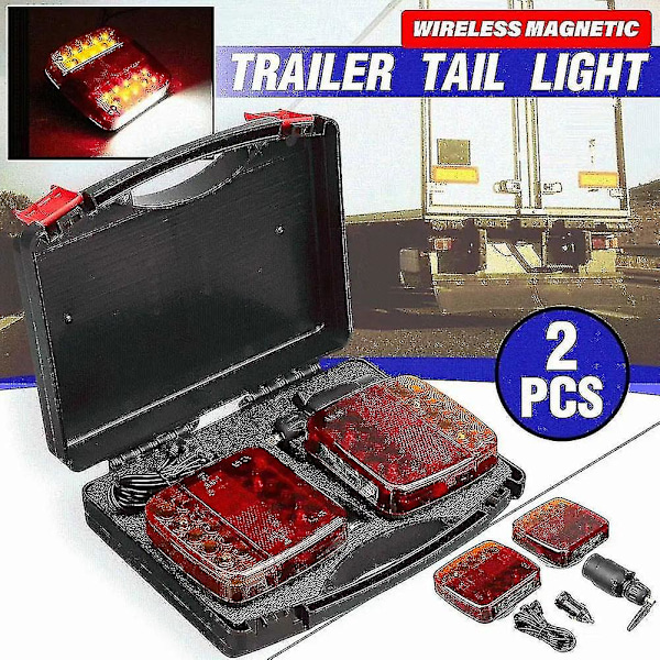 2 stk. LED baglygter til trailer, trådløse, magnetiske