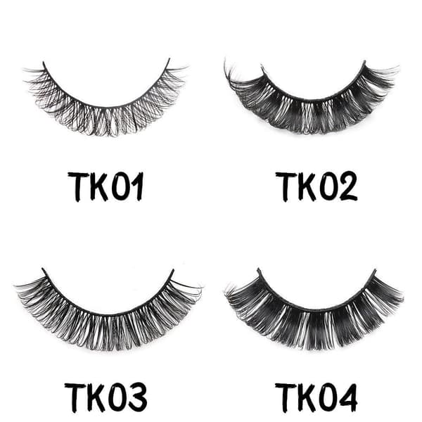 10 paria tekoripsiä / Ripsiä - Valitse malli Musta Black TK02