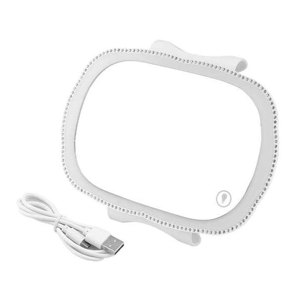 LED Makeup Spejl til Bil Solskærm Dæmpbar Spejl Genopladeligt Makeup Spejl hvid white