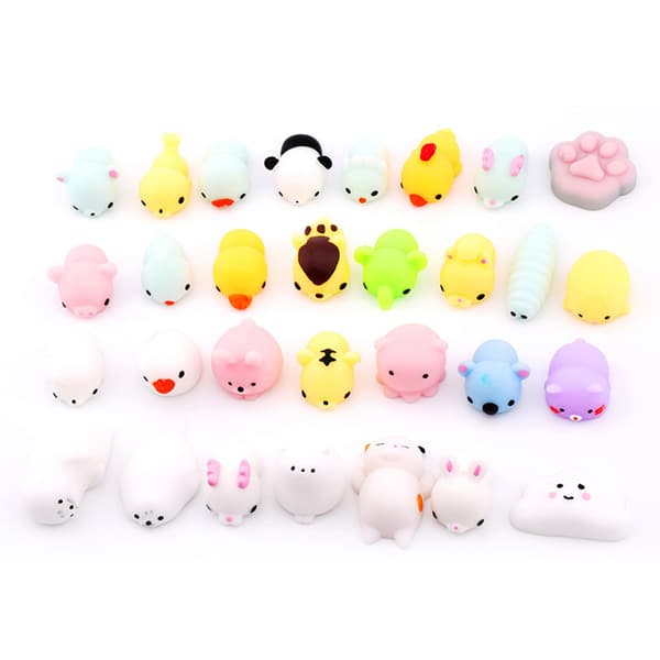 50 st Mini Stress Relief Squeeze Leksaker Färgglada Hög Elasticitet Mjuka Fidget Sensoriska Djurleksaker