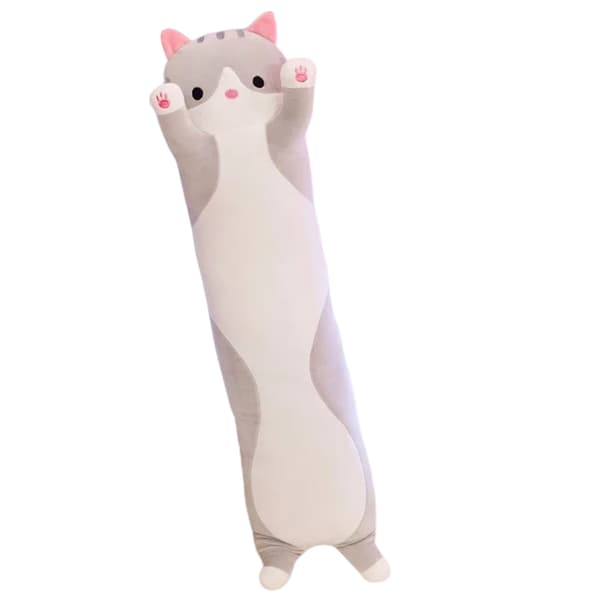 Lång katt kramar kudde Tecknad katt plyschleksaker sovrum dekoration för barn Gray 50cm Gray Gray 70cm