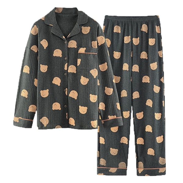Nattøj Pyjamas Dame forår og efterår bomuld langærmet tynd M