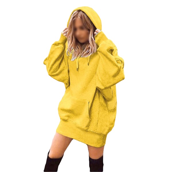 Dam lös tröja T-shirt med luvtröja för dam yellow,XXL