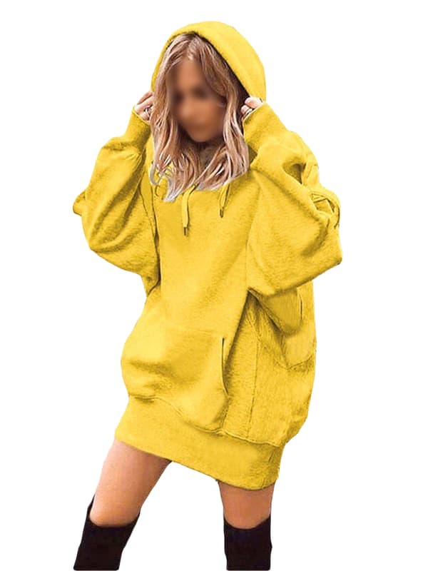 Dame løs genser T-skjorte med hettegenser for dame yellow,S