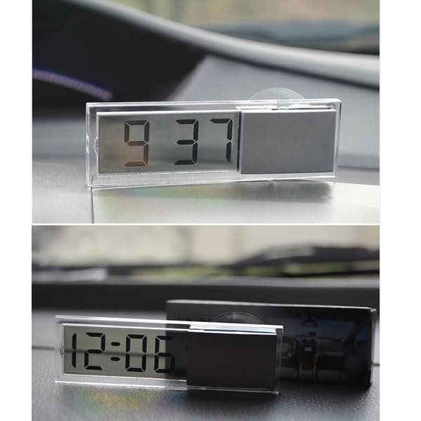 Mini Bil Digital klokke Auto Watch / Automotive Termometer med Sugekopp null - A