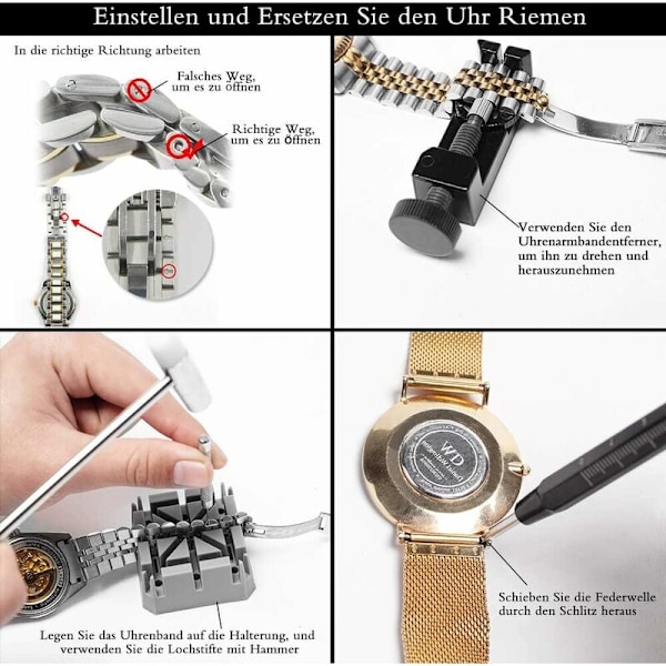 153 st professionella klockverktyg Justerbar storlek Fodralöppnare Skruvmejsel Armband Batteribyte Verktygssats Passar de flesta klockor