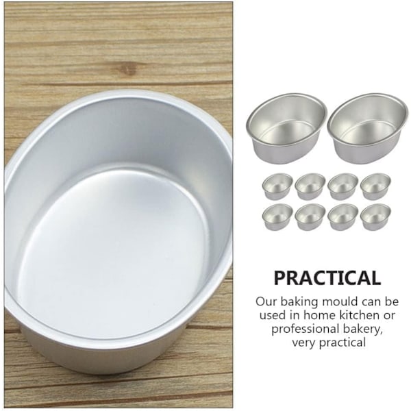 10 st Mini Oval Äggformade Aluminiumlegering Metall Ostkakaformar Brödformar Tårtfat Pudding Geléburkar DIY Bageri