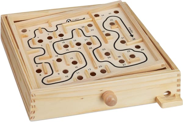 Trälabyrintspel, med 2 Kullar, Färdighetsspel, Balans, från 3 år, XL-bräde