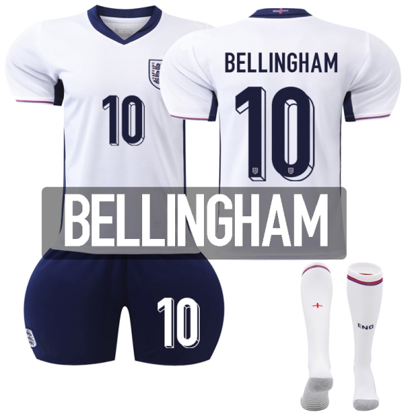 2024 UEFA EM Barnfotbollströja England Nr 10 Bellingham Tröja Home 16