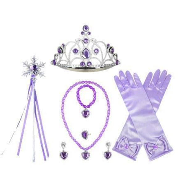 Prinsess Rapunzel klänning Tangled kostym + 7 extra tillbehör 110 cm 110 cm one size