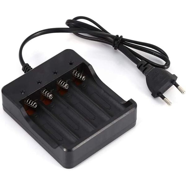 Batteriladdare med 4 fack för uppladdningsbara litium 18650-batterier, tillverkad med bra kvalitet, anti-returladdningsfunktion och bra