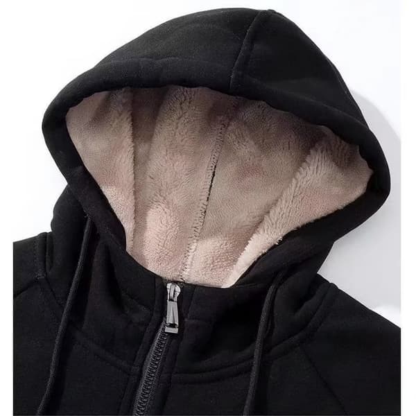 Hettegensere for kvinner Vinter Fleece Sweatshirt - Full Zip Up Tykk Sherpa Fôret