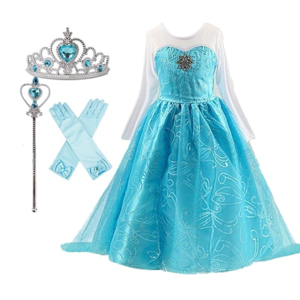 Elsa Prinsessdräkt för flickor Halloween Carnival Party Dress 10T