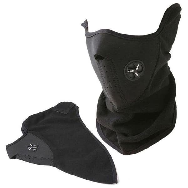Ansigtsmaske med Ventil / Skimaske / MC-maske - Neopren Sort Black one size