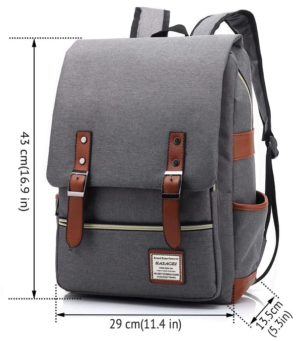 Unisex Canvas Rygsæk Laptop Rygsæk Skoletaske Tilbage til Skolen grey