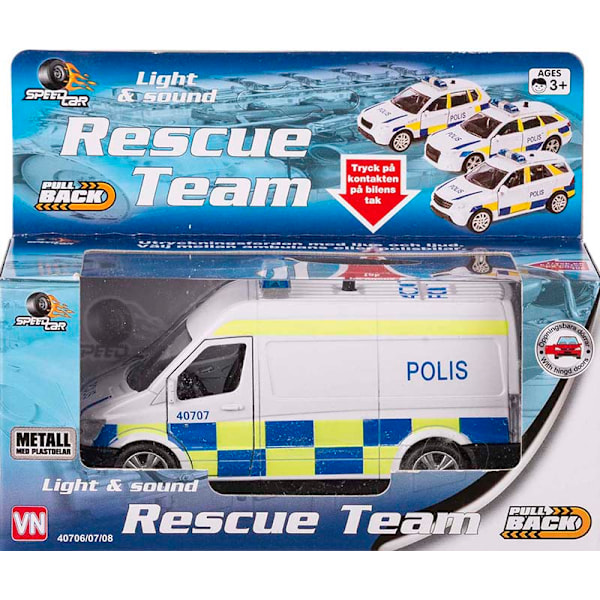 Cars Bilar Bil Police - Skåpbil Polisbil Van Light & Sounds 13cm