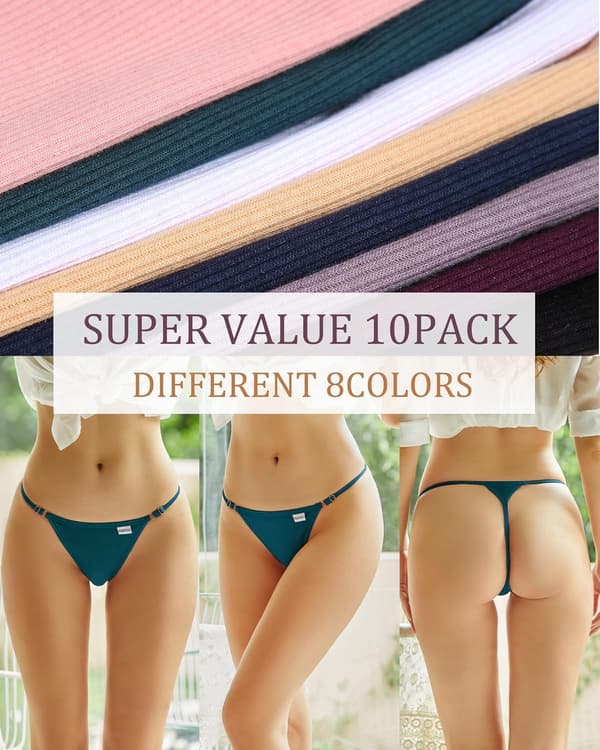 10 kpl säädettäviä G-string -alushousuja naisille, seksikkäät alusvaatteet Setc-10pack Setc-10pack M