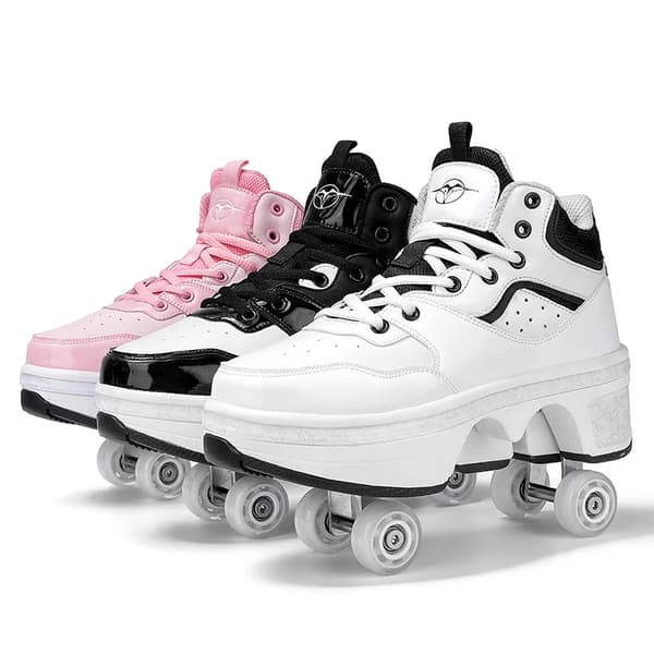 Unisex Ungdoms Deformations Skøjtesko Fire Hjul Runder af Rulleskøjter Casual Sneakers Deform Rullesko multi multi 36 Foot length23cm