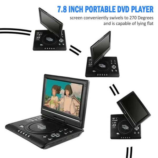 Bærbar DVD-afspiller med HD stor roterende skærmafspiller + Gamepad DE