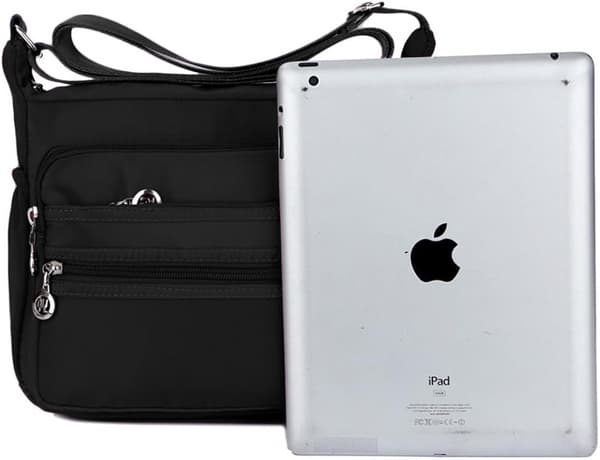 Nylon Oxford Messenger Bag (svart), dame casual canvas