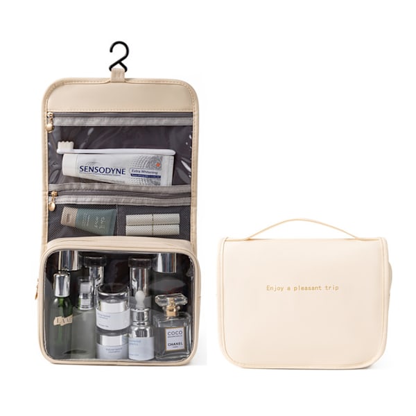 Hängande necessär med handtag Beige Beige