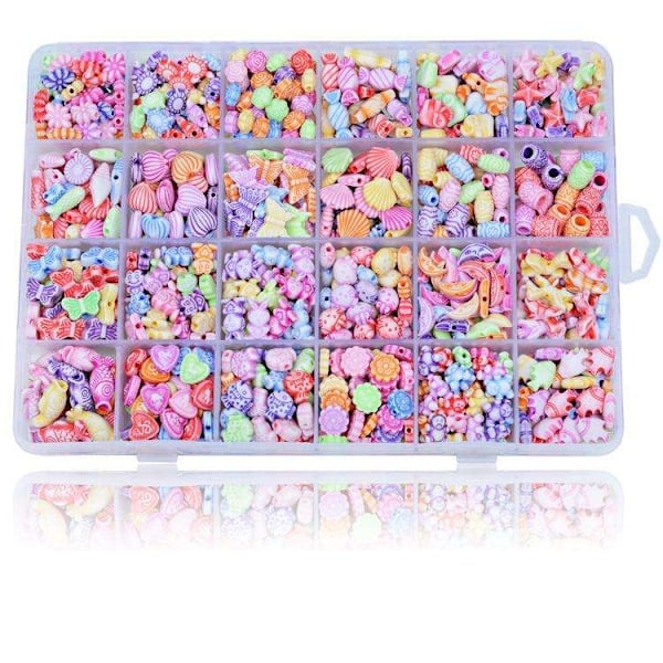 DIY - Pärllåda - Akrylpärlor - Mix - 500st - Smyckestillverkning Multicolor multifärg